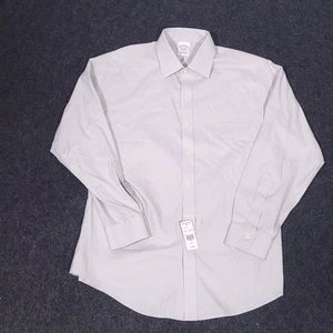 Brooks Brothers Stretch Oxford Shirt Mens 16-33  Gray Long Sleeve Non Iron New - Picture 1 of 11