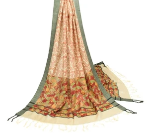 Sushila Vintage Floral Printed Dupatta Cream Pure Woolen Soft Shawl Long Stole - Picture 1 of 7