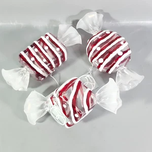 Department 56 Xmas Decor 3 Striped Peppermint Wrapped Candy Boxes Acrylic Hinged - Picture 1 of 17