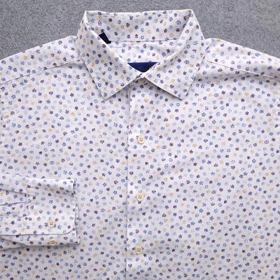 David Donahue Dress Shirt Mens 16 33/34 Regular Fit Floral White Long Sleeve - Image 1 of 4