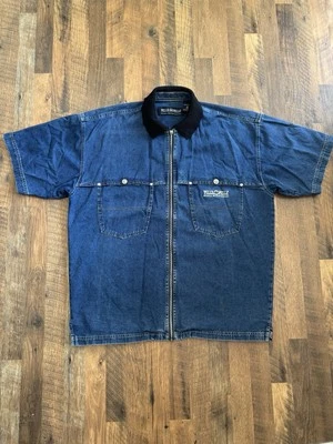 Camisa jeans vintage Pelle Pelle Marc Buchanan GG – Feita em Hong Kong - Imagem 1 de 4