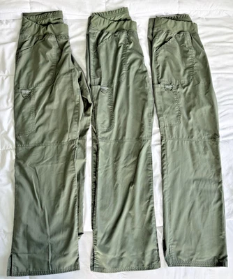 En muy buen estado+ Lote 3 Pantalones Médicos Cherokee Verde Oliva WW110 Talla M 5 Bolsillos Pantalones Carga Foto 1 de 3