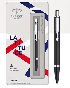 Parker Latitude Matte Black Ball Pen Chrome Trim (Pack Of 3) - Picture 1 of 3