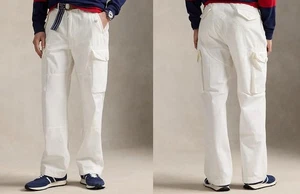 Ralph Lauren POLO Big Cargo Military Paratrooper Utility Pants White Large - Picture 1 of 9