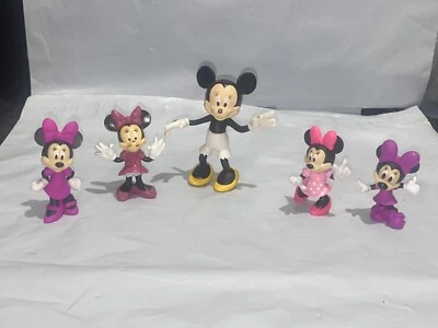 LOTE DE 5 FIGURAS DE PLÁSTICO DE GOMA PVC DISNEY 2" MICKEY & MINNIE Mouse Foto 1 de 4