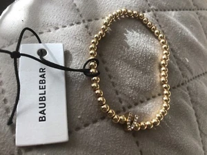 Baublebar V Initial Gold Tone Beaded Bracelet..Sz S - Picture 1 of 2