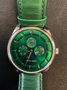FILIPPO LORETI VENICE MOONPHASE GREEN FACE DAY DATE MONTH - Picture 1 of 5