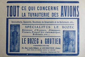 1926 PUB LE BOZEC GAUTIER COURBEVOIE TUYAUTERIE AVION ORIGINAL FRENCH AD - Imagen 1 de 1