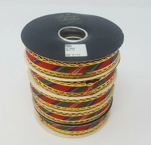 Menge 100 Yards Prinzessin Band Marke Rot Gold Krone Streifen Weihnachten Verpackung - Bild 1 von 4