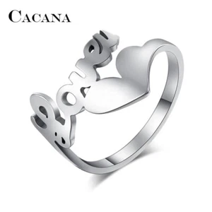 Hollow Love Heart Titanium Rings for Women Stylish & Durable Heart-Shaped Jewelr - Picture 1 of 1