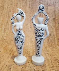 Pentacle Goddess and Lord Statue Set Handmade Altar Statue 8.5" - Picture 1 of 10