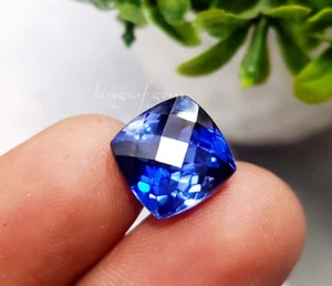 Zafiro azul natural 10,20 CT corte a cuadros anillo tamaño piedra preciosa suelta - Imagen 1 de 8