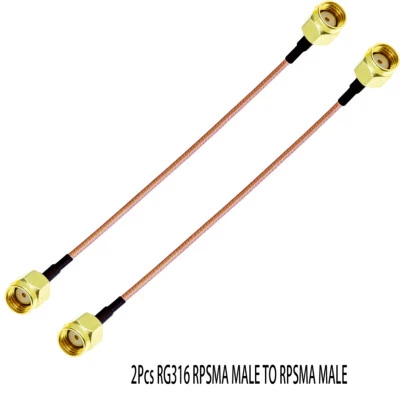 2Pcs RG316 RPSMA Male to RPSMA Male Connector Lot RF coax Pigtail coaxial cable - Image 1 of 3