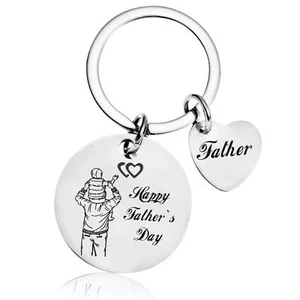 Father's Day Keychain Dad Keychain Gifts Parent-child Stainless Steel Keychai... - Picture 1 of 6