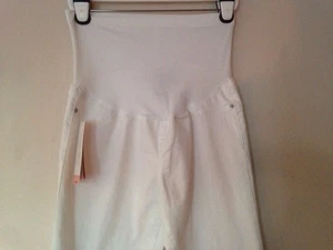 LIZ LANGE MATERNITY WHITE SLIM SKINNY ANKLE JEANS OVER THE BELLY  - Picture 1 of 10
