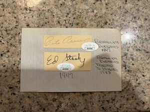 Pete Reiser Ed Stanky Brooklyn Dodgers Signed Cut Signature JSA COA RARE HTF - Picture 1 of 1