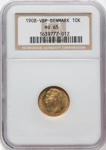 Denmark - 1908-VBP Frederick VIII 10 Kroner - NGC MS65 - GORGEOUS GEM! - Picture 1 of 2