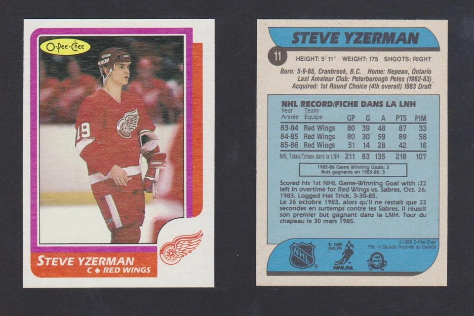 1986-87 O-Pee-Chee #11 Steve Yzerman - HOF - Red Wings - ExMT - 748 - 🔥🏒🔥 - Image 1 of 1