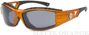 New Choppers Motor Bikers Mens Foam Padded Goggle Sunglasses - Matte Orange C51 - Picture 1 of 5