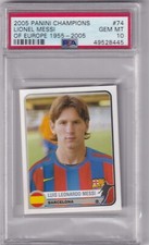 2005 Panini UEFA Champions League Sticker No. 74 Lionel Messi Rookie PSA 10