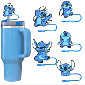 Cute Cartoon Lilo and Stitch Straw Cover Cap for Stanley Cup,Silicone (5pcs) - Picture 1 of 7