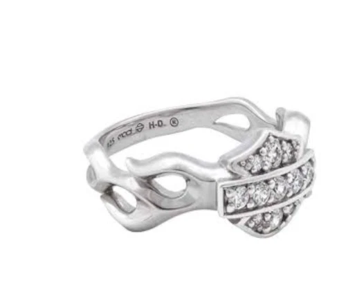 Women's Harley-Davidson® Sterling Flames Cubic Zirconia Logo Ring 35 / HDR0358 - Image 1 of 1