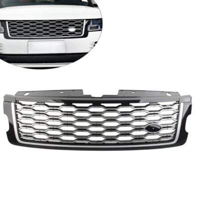 Front Bumper ABS Grille Grill For Land Rover Range Rover 2018-2022 Black+Silver - Image 1 of 4
