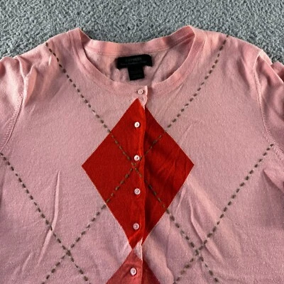 Suéter Vintage Express Para Mujer Grande Rosa Rojo Diamante Cárdigan Cachemira Foto 1 de 4