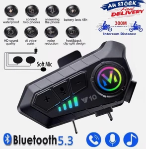 Motorcycle Helmet Bluetooth 5.3 Headset Headphone Speakers for Dirt Bike w/Mic - Picture 1 of 14