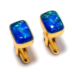 Australischer Triplett Opal Edelstein 18 Kt vergoldet Schmuck Manschettenknöp... - Bild 1 von 3