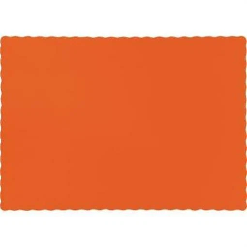 Orange Paper Placemats 50 Per Pack 9.5" x 13.5" Tableware Decorations Supplies - Image 1 of 1