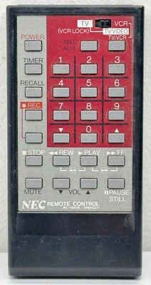 Controlador remoto vintage OEM NEC RC-1001E 79605231 TV video VCR Japón Foto 1 de 4