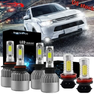 9005 H7 Hi Low LED Headlight H11 Fog Lights for Mitsubishi Outlander 2016-2017 - Picture 1 of 12