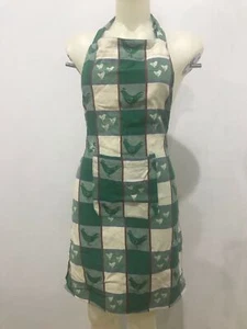 Vintage 1980's Kitchen Apron Retro Shabby Green White Heavy Duty Cottage - Picture 1 of 4