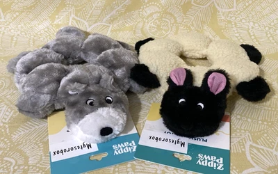 ZippyPaws 2-Pack LOOPY WOLF & SHEEP Flat Squeakie Dog Pet Toy New -FREE SHIPPING - Image 1 of 4