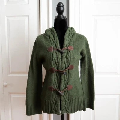 Cárdigan Suéter Otoño Cachemira Merino Mezcla Cachemira Toggle Frontal Con Capucha Talla S Foto 1 de 4