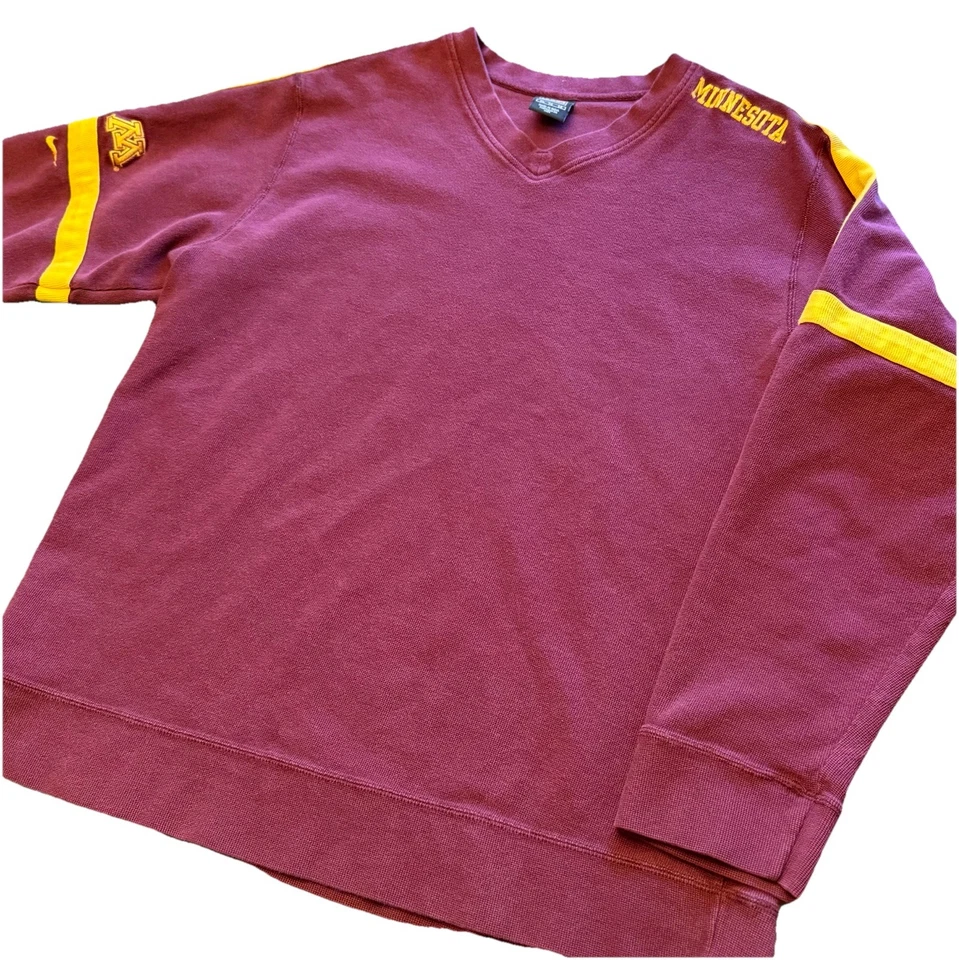 Nike Team Minnesota Gophers Sweatshirt XL VTG 2010s Embroidered V Neck Pullover - Image 1 of 4