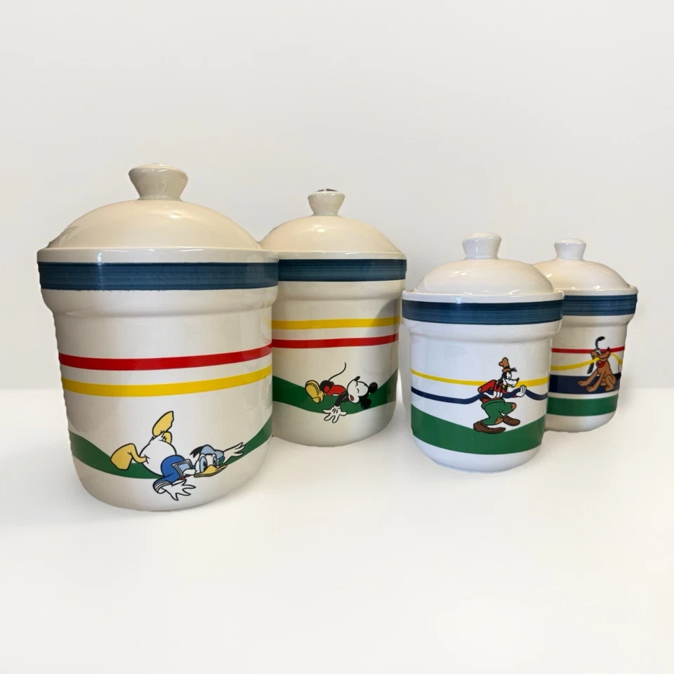 Vintage Disney Treasure Craft “Stars & Stripes” 4‑Piece Canister Set Mickey & Co - Image 1 of 4