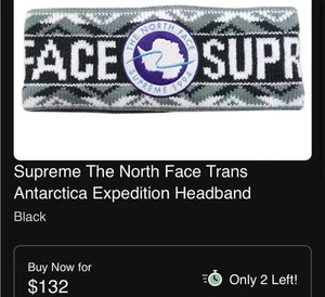 NEW Black Supreme X The North Face Headband (Unisex) - Picture 1 of 3