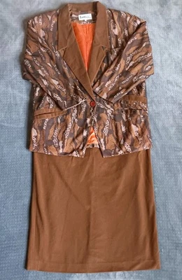 Conjunto de traje chaqueta falda vintage Lee camuflada corteza de árbol 2 piezas marrón aterciopelado artístico  Foto 1 de 4