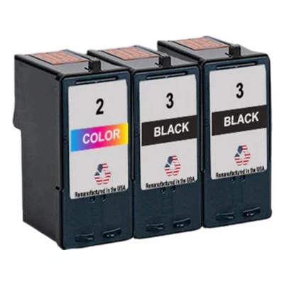 Compatible Ink Cartridge For Lexmark #3 Twin Black/ #2 Color-USA - Image 1 of 2