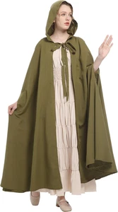 Women Renaissance Cloak with Arm Holes,Medieval Cloak with HoodAdult Hobbit - Picture 1 of 12