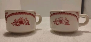 Vintage Homer Laughlin Restaurant Geschirr American Rose (2) Kaffeetassen mit Fuß ~ EU - Bild 1 von 19