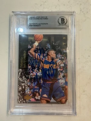 Dikembe Mutombo 1993-94 Upper Deck BGS BAS Auténtico Automático en Tarjeta Salón de la fama Foto 1 de 2
