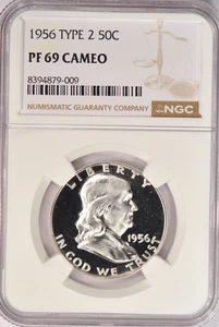 1956 Franklin Half Dollar Proof NGC PF 69 CAMEO PR69CAM Frosty Coin 50C - Picture 1 of 2