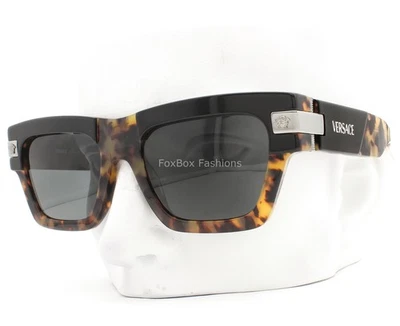 Gafas de sol Versace pulidas negras sobre marrones amarillas Havana VE 4464 5456/87 con estuche Foto 1 de 4