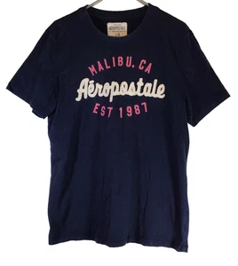 T shirt Aeropostale blu navy rosa taglia grande logo rialzato streetwear skater y2k - Foto 1 di 15