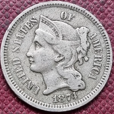 1874 Three Cent Piece 3c Nickel Better Grade #96675 - Image 1 of 2