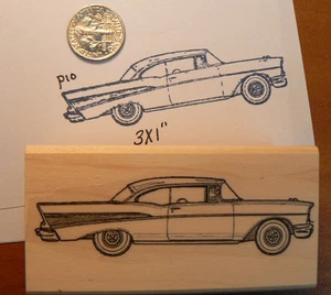 Chevy Classic Car rubber stamp 2.8x1" WM P10 - Foto 1 di 2