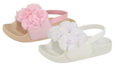 KIDZ OUTLET Girls Elastic Summer Sandals Beach Summer Comfort 3D Flower Shoes Kids Size